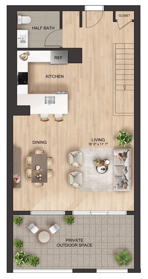 Floor plan for 2 beds, 2 baths, 1723 sqft
