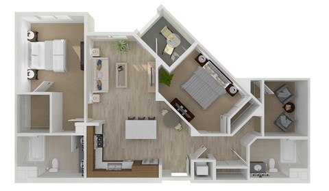 Floor plan for 2 beds, 2 baths, 1146 sqft
