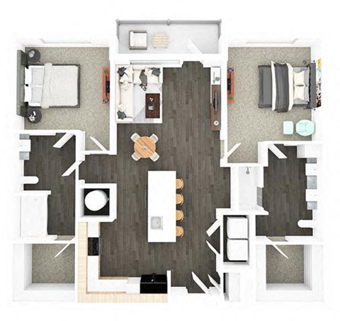 Floor plan for 2 beds, 2 baths, 1082 sqft