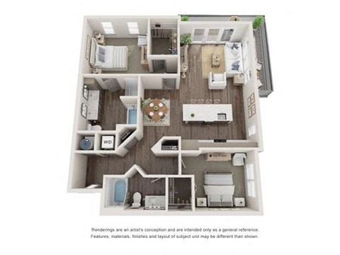 Floor plan for 2 beds, 2 baths, 1241 sqft
