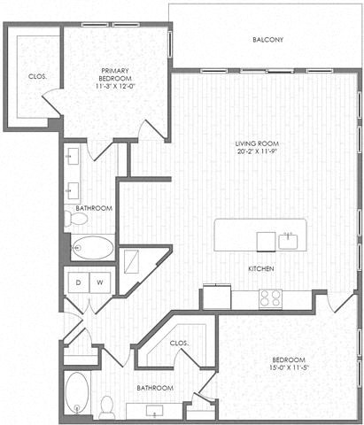 Floor plan for 2 beds, 2 baths, 1490 sqft