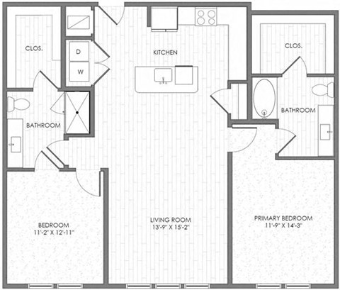 Floor plan for 2 beds, 2 baths, 1320 sqft