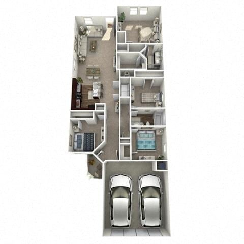 Floor plan for 4 beds, 2 baths, 1427 sqft