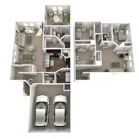 Floor plan for 4 beds, 2.5 baths, 1857 sqft