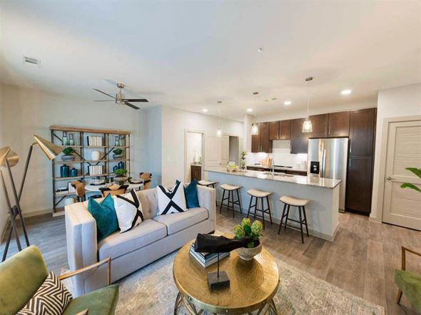 New Caney apartment for rent - Modern Kitchen with island at The Pointe at Valley Ranch Town Center, Texas