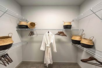 Closet with a bath robe
