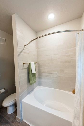 Bathtub with curtain