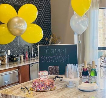 Birthday party with cake
