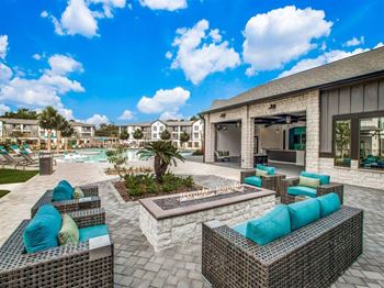 Outdoor patio with couch