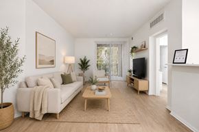 Chula Vista apartment for rent - A living room with a couch, a coffee table, and a television.