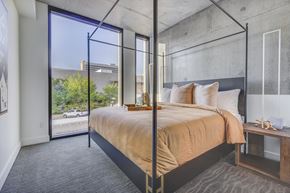 Salt Lake City apartment for rent - Bedroom with floor to ceiling windows
