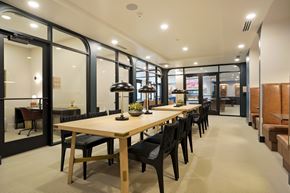 Salt Lake City apartment for rent - A conference room with a long table and chairs.