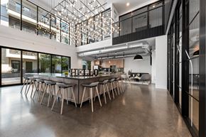 Phoenix apartment for rent - a large dining room with a long table and chairs