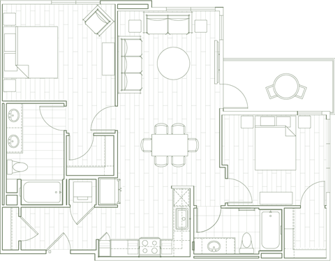 Floor plan for 2 beds, 2 baths, 1080 sqft