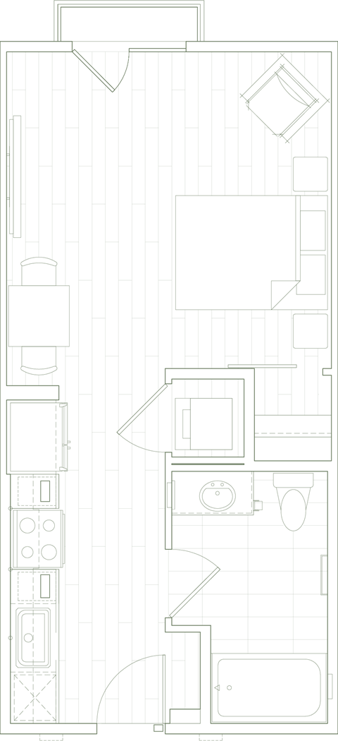 Floor plan for studio, 1 bath, 462 sqft