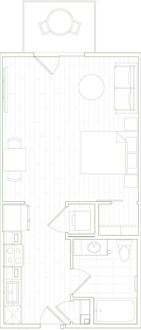 Floor plan for studio, 1 bath, 541 sqft