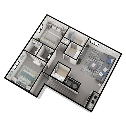 Floor plan for 3 beds, 2.5 baths, 2144 sqft