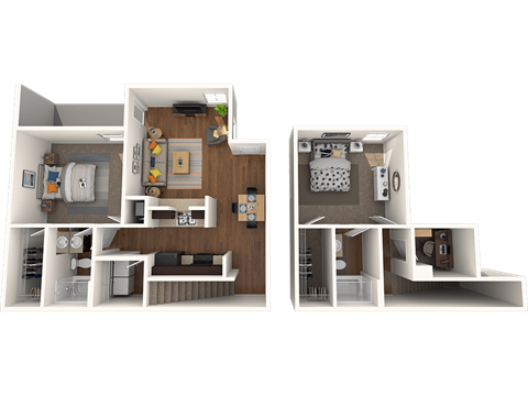 Floor plan for 2 beds, 2 baths, 1178 sqft