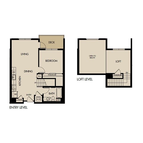 Floor plan for 1 bed, 1 bath, 972 sqft