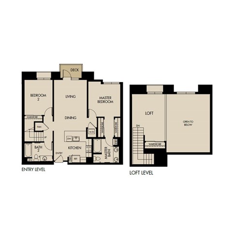 Floor plan for 2 beds, 2 baths, 1300 sqft