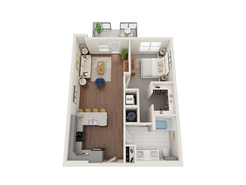 Floor plan for 1 bed, 1 bath, 786 sqft