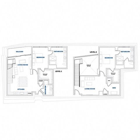Floor plan for 2 beds, 2 baths, 1911 sqft