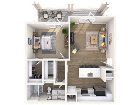 Floor plan for 1 bed, 1 bath, 784 sqft