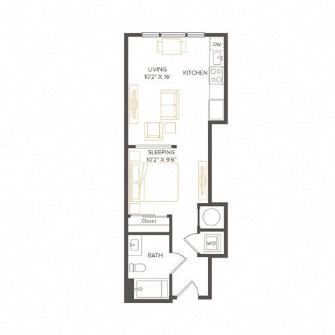 Floor plan for studio, 1 bath, 467 sqft