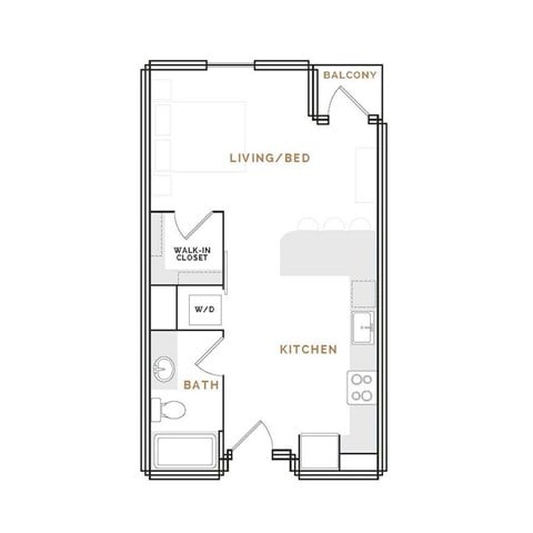 Floor plan for studio, 1 bath, 516 sqft