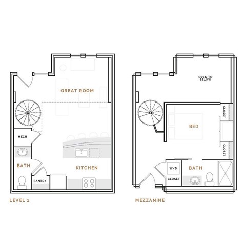 Floor plan for 1 bed, 1.5 baths, 865 sqft