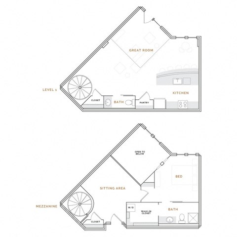Floor plan for 1 bed, 1.5 baths, 1405 sqft