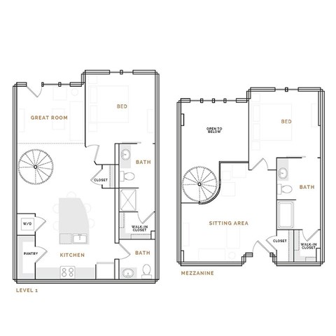 Floor plan for 2 beds, 2.5 baths, 1661 sqft