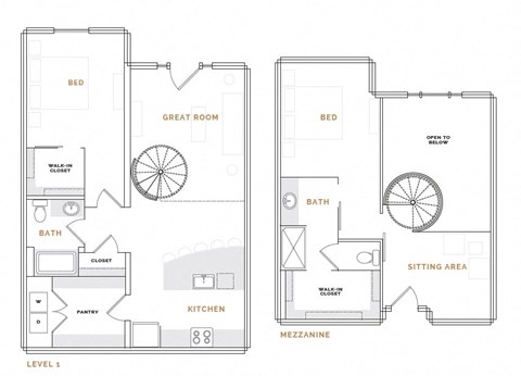 Floor plan for 2 beds, 2 baths, 1603 sqft