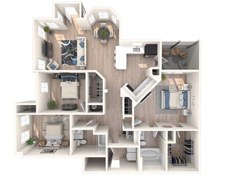 Floor plan for 3 beds, 2 baths