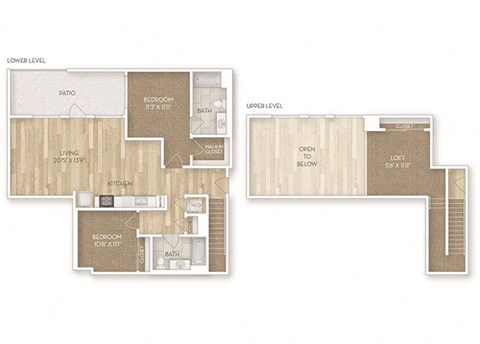 Floor plan for 2 beds, 2 baths, 1363 sqft