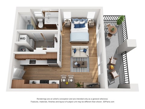 Floor plan for studio, 1 bath, 465 sqft