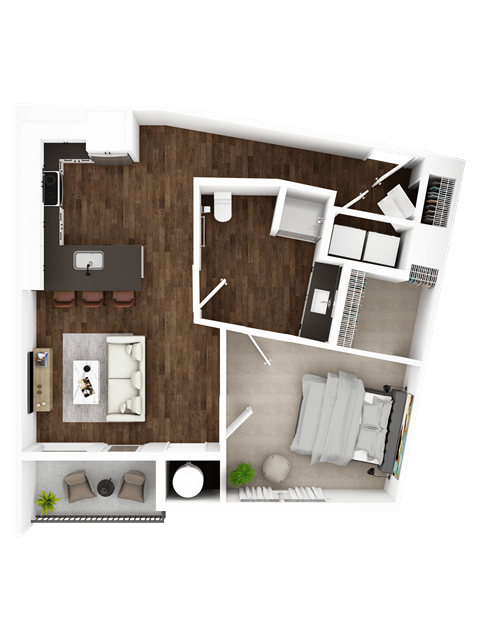 Floor plan for 1 bed, 1 bath, 816 sqft