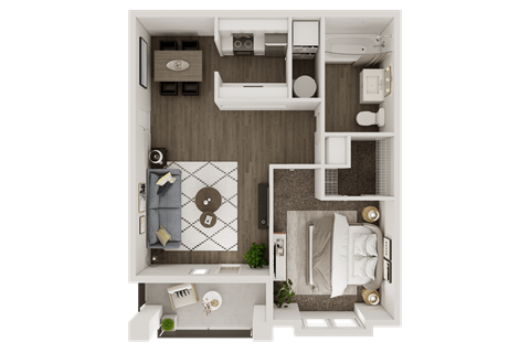 Floor plan for 1 bed, 1 bath, 778 sqft