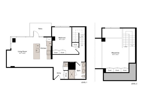 Floor plan for 2 beds, 1 bath, 1222 sqft