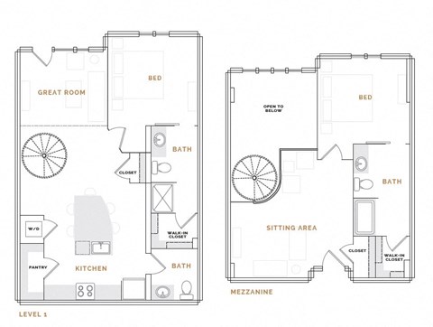 Floor plan for 2 beds, 2.5 baths, 1619 sqft