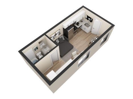 Floor plan for studio, 1 bath, 300 sqft