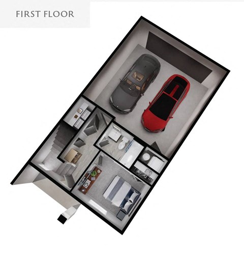 Floor plan for 2 beds, 2 baths, 1377 sqft