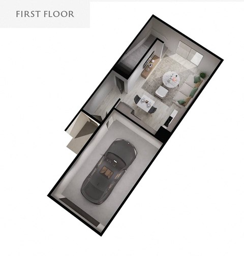 Floor plan for 2 beds, 2 baths, 1381 sqft