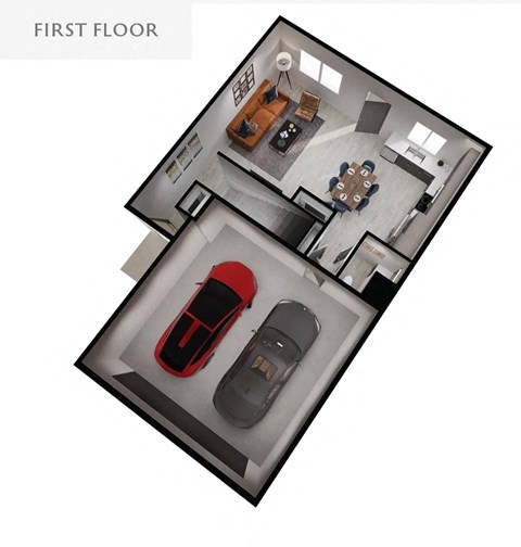 Floor plan for 3 beds, 2.5 baths, 2012 sqft