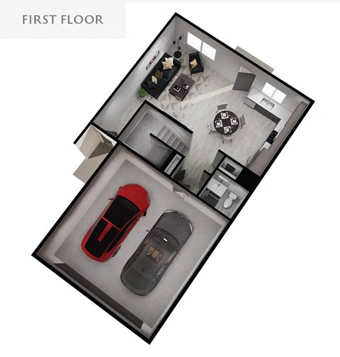 Floor plan for 3 beds, 2.5 baths, 1934 sqft