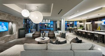 Resident clubhouse with smart tv lounge and billiards