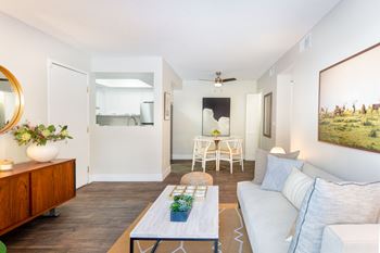 Wood style flooring throughout entire apartment home