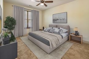 Brookhaven apartment for rent - a bedroom with a bed and a ceiling fan