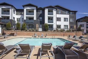 Colorado Springs apartment for rent - Pool deck with lounge chairs