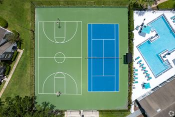 Outdoor sports courts: tennis & basketball